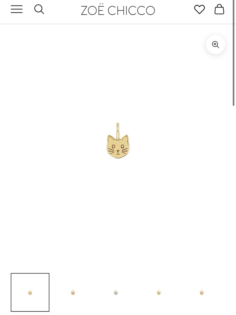 Zoe Chicco Gold Cat Face Charm Pendant